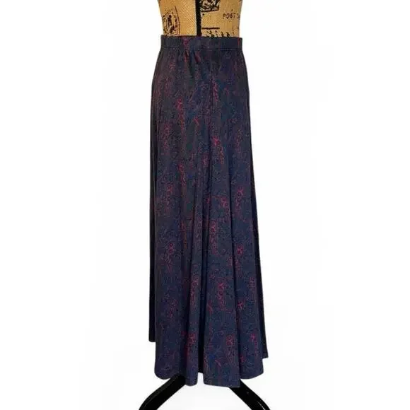 Vintage 90s Lands’ End Cotton Paisley A-Line Maxi Skirt Pockets Women's S/M - Picture 4 of 9